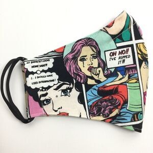 ‎2/$15 - Comic Mask, Vintage Comic Graphic Face Mask, Filti Filter